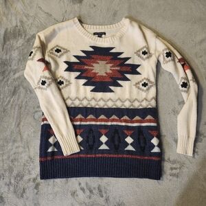 American Eagle prescott aztec print sweater size XSMALL multicolor Wool Blend